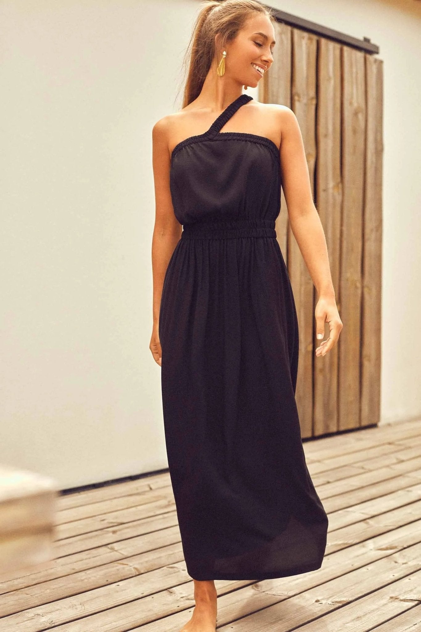 Cleo One Shoulder Black Dress - Sofia Godinho Clothing