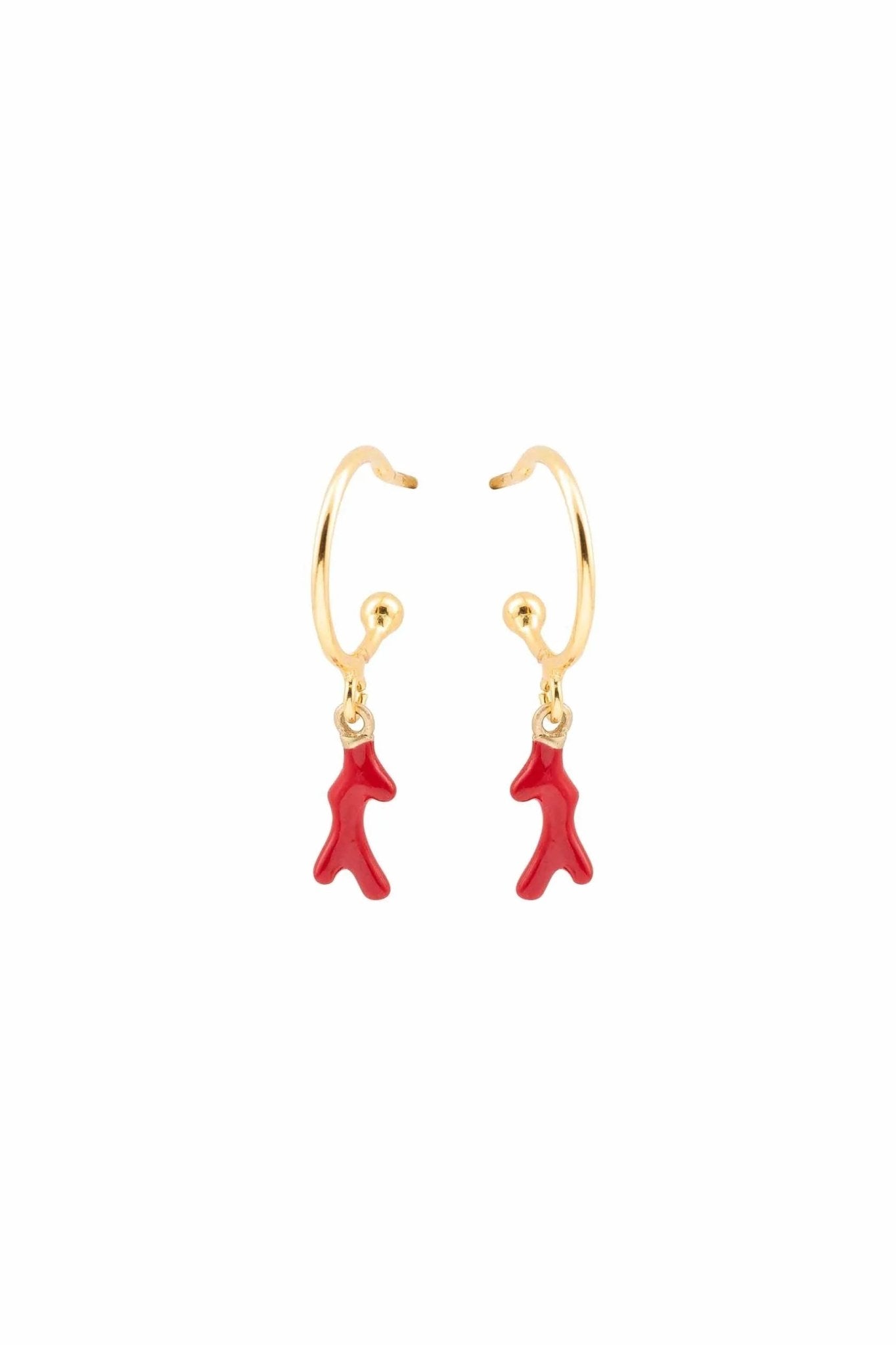 Enamel Coral Hoops - Sofia Godinho Earrings